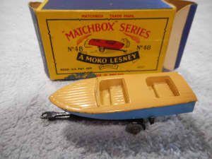 Lesney Matchbox No 48 Meteor Boat and Trailer with Box Made in England