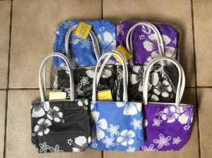 Bulk pack of 12 Little Girls Hibiscus Handbags - ALL NEW