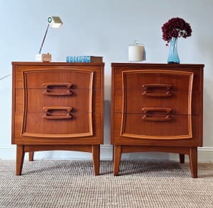 Mid Century Teak Sideboard Bedside Tables Dining Chairs