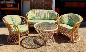 mid century/vintage 4pc cane outdoor Setting