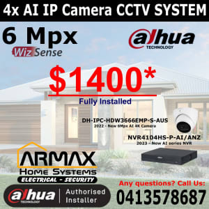 DAHUA CCTV IP SYSTEM - 4x 6Mpx Cameras and NVR - Authorised INSTALLER