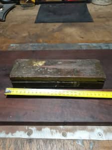 Vintage sharpening stone in timber box
