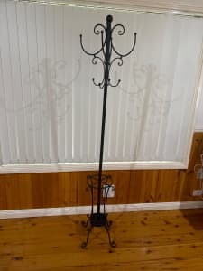 Wrought iron hat coat bag rack stand