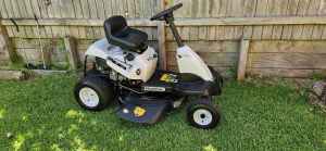Masport RER3000 Ride on mower with towable yard cart.