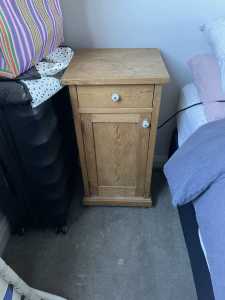 Antique pine bed side table
