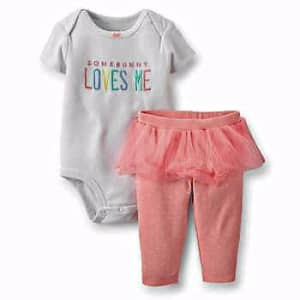 Baby Girl 2 Piece Set Bodysuit Tutu Leggings EASTER Outfit NEW