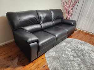 3 Seater Black Leather Sofa (FREE DELIVERY)