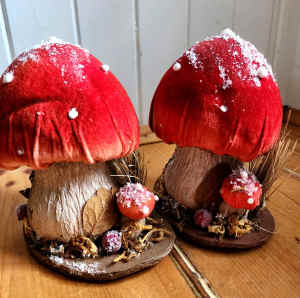 2 Super Cute Handcrafted Fairytale Mushrooms 