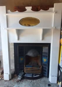 Original cast iron Federation Victorian Fireplace with timber mantle