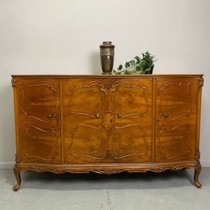 Vintage French Four Door Sideboard with Cabriole Legs