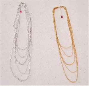 Shashi brand -Sin City Necklaces x 2, White Gold & Gold, both plated