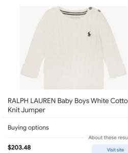 Ralph Lauren baby jumper perfect condition worn once size.18 months 