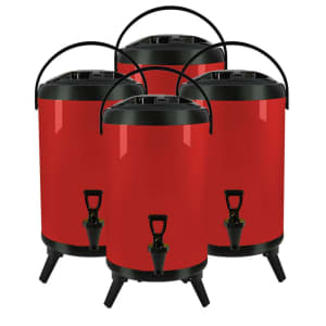 4X 10L Stainless Steel Insulated Milk Tea Barrel Hot and Cold Bev...