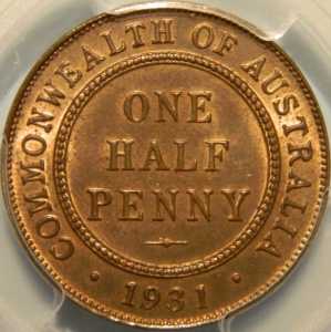 1931 KGV Half Penny-PCGS MS64BN-Only 3 Graded Higher-Renniks CV $3,400