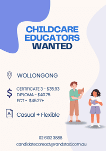 Childcare Educators wanted in Wollongong