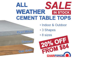 SALE All Weather Cement Table Top - 3 Colours, 3 Shapes, 10 Sizes