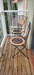 Patio Mosaic Tile and Metal Steel Chairs