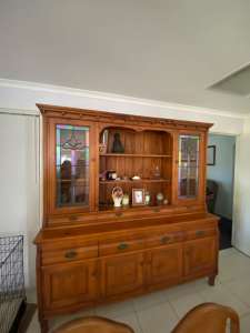 Very stylish timber and lead light glass display cabinet