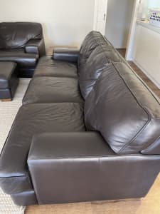Plush leather lounge suite - 3 seater, 2 seater and ottoman