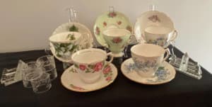 China Tea Cups sets, crystal napkin rings/rests PRICE BLOWOUT!