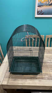 Metal bird cage with plastic base