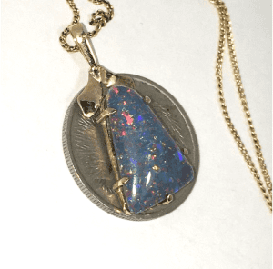 Victorian 9ct solid Gold Australian Opal Triplet Pendant Necklace