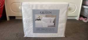 Queen size White bedsheet set - 1000 cotton Thread count