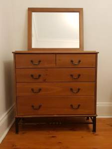 Baltic pine tallboy (five drawers) with mirror