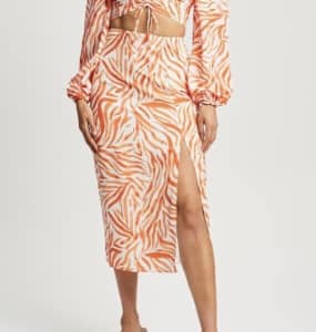 BWLDR Bristol orange zebra print skirt (8) - new (ORP $54)