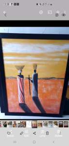 3 African Canvas Art Paintings 