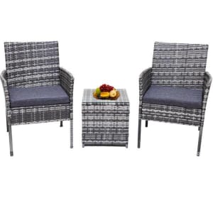 Free Delivery-3PC Outdoor Chairs and Table Mixed Grey/Black