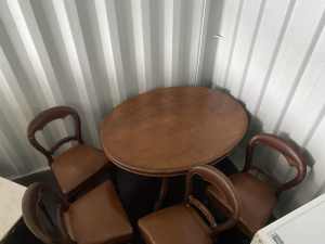 Family dining table antique with chairs
