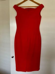 Carla zampatti red crepe midi dress size 8. 