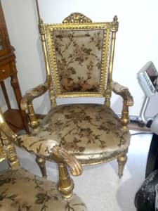 Genuine Antique French Louis XV Armchairs x2 - $2200 Pair
