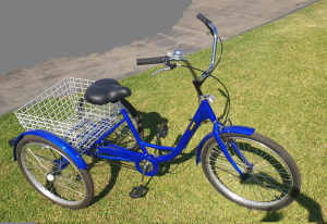 Vevor 24 Adult Tricycle 1-Speed 3 Wheel Blue Exercise Cycling Bike