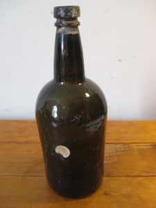 Antique Bottle (Cira 1860s) Black / Green Glass (Height - 25.5 cm)