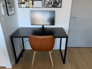 Brown laminate and steel desk (work, study)