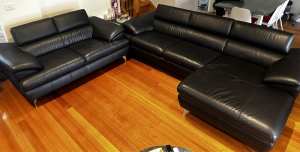 Black Leather Couch from Harvey Norman