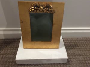 New in Box Gold Photo Frame with Large Bow Detail