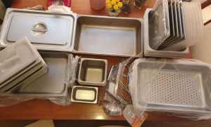 Stainless Steel Gastronorm Trays x 33 & Lids x 24 - New & Used