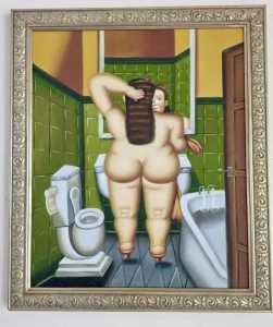 ‘Bathroom Scene’ Fernando Botero. Beautifully framed Replica