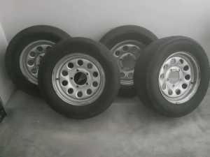 15 inch 5 stud rims and tyres. 