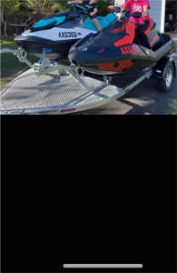 2x jetskis and Twin trailer 