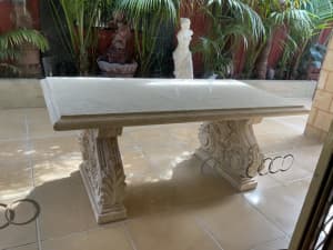 Roman stone table for outdoors