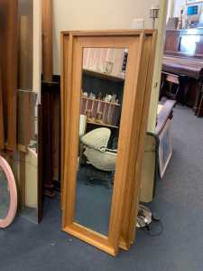 Nice 7 x long rectangle mirrors with a light wooden border