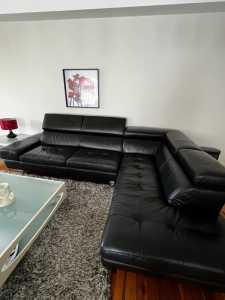 Italian Leather BLACK COUCH