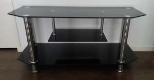 Black Tempered Glass TV Stand, Entertainment/Media Unit