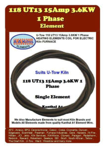 Utow 118 UT13 15Amp 3.6KW 1 Phase Kiln Element