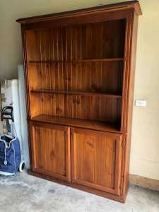 Timber bookcase or buffet and hutch. 