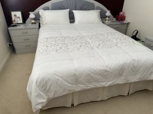 Bed frame, bed mattress, bed sides and dressing table
